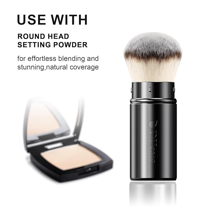 DUcare Retractable Airbrush Kabuki Brush for All Face Makeup & Foundation for Liquid, Cream and Powder Face Makeup With Aluminum Handle