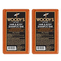 Woody's Hair & Body Shampoo Bar for Men – 2-in-1 Solid Shampoo Bar & Body Wash, Deep Cleansing, Moisturizing, Refreshing Scent, 8 oz, 2 Pack