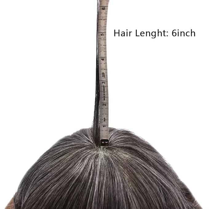 FACE MIRACLE Hair System for Men French Lace Mens Toupee Human Hair Replacement System Lace with PU Toupee for Men Male Hair Piece Wigs 7"X9" #1B60 Off Black with 60% Gray