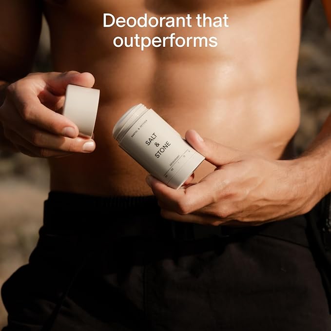 SALT & STONE Aluminum Free Deodorant | Extra Strength 48 Hour Protection for Women & Men | Made with Seaweed Extracts, Shea Butter & Prebiotics (Saffron & Cedar)