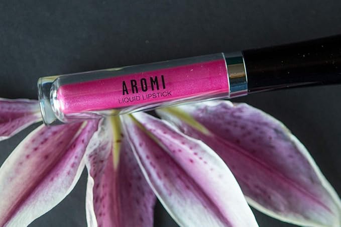 Aromi Hot Pink Metallic Liquid Lipstick | Magenta Lip Color with Shimmery Finish, Vegan, Cruelty-free, Long-Lasting and Smudge Proof (Fab Flamingo)