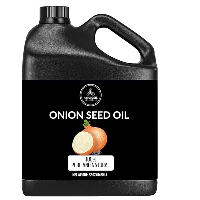 Naturevibe Botanicals Onion Oil 32 oz – 100% Pure Cold-Pressed Nourishing Hair & Skin Oil | Sulfur-Rich for Stronger Hair Growth & Scalp Health