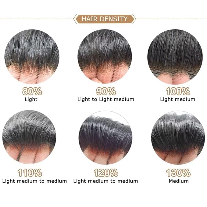 FACE MIRACLE Toupee for Men French Lace Hairpiece Human Hair Replacement System Skin PU Mens Toupee Hair Wigs for Man V-Looped Front Hair Prosthesis 6"X8" #580 5# MEDIUM LIGHT BROWN WITH 80% GREY