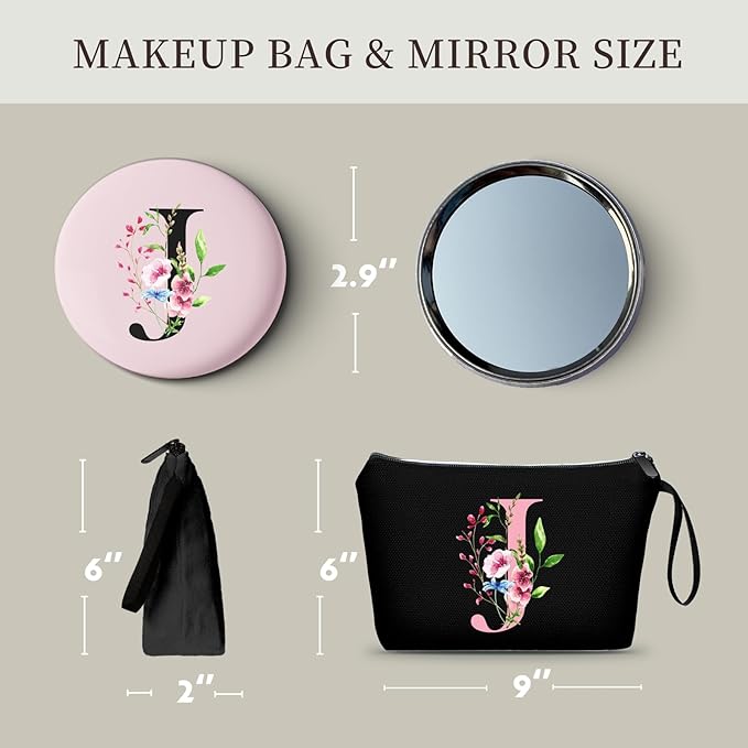 Birthday Friendship Womens Bridesmaid Proposal Coolest Gifts for Sister Teacher Coworkers Bride Personalized Travel Makeup Cosmetic Bag with Mirror Valentines Mothers Day Christmas Graduation J