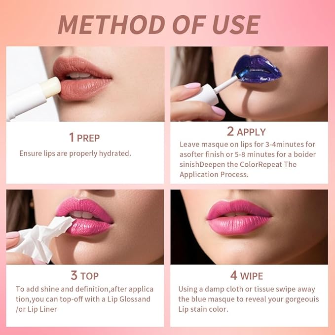 Lip Stain - Wipe-Off &Peel Off Lip Color | Waterproof, Long Lasting, Transfer-Resistant, Smudge-Proof Lip Tint | Easy Wipe Finish, High Pigment | All-Day Vibrant Kiss-Proof Lip Stain, vibrant pink+01#