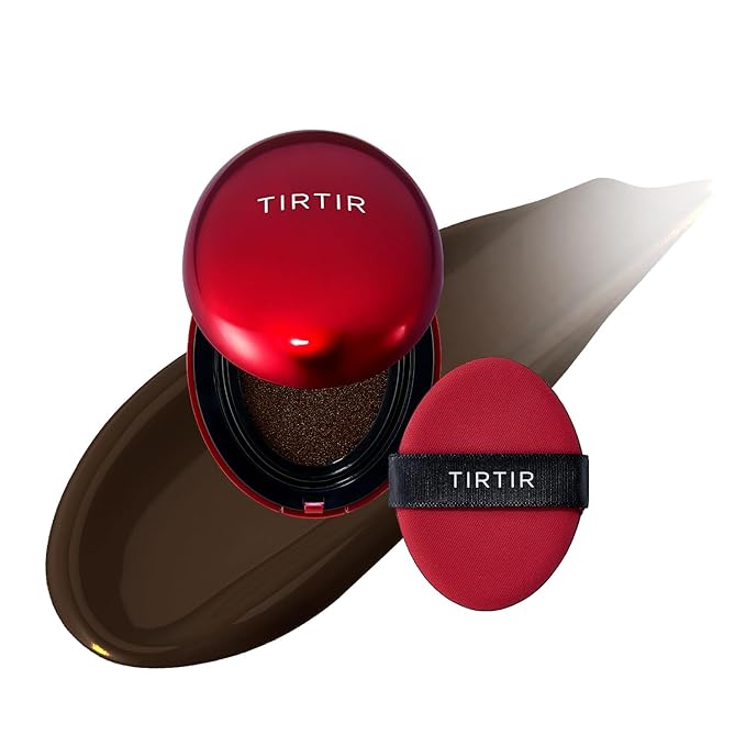[*Mini Size*] TIRTIR Mask Fit Red Cushion Foundation | Full coverage, Weightless, Skin fit, Satin Glow Finish, Korean Makeup, beauty, Tattoo cover up, Buildable (#55N Espresso, 0.15 Fl Oz)