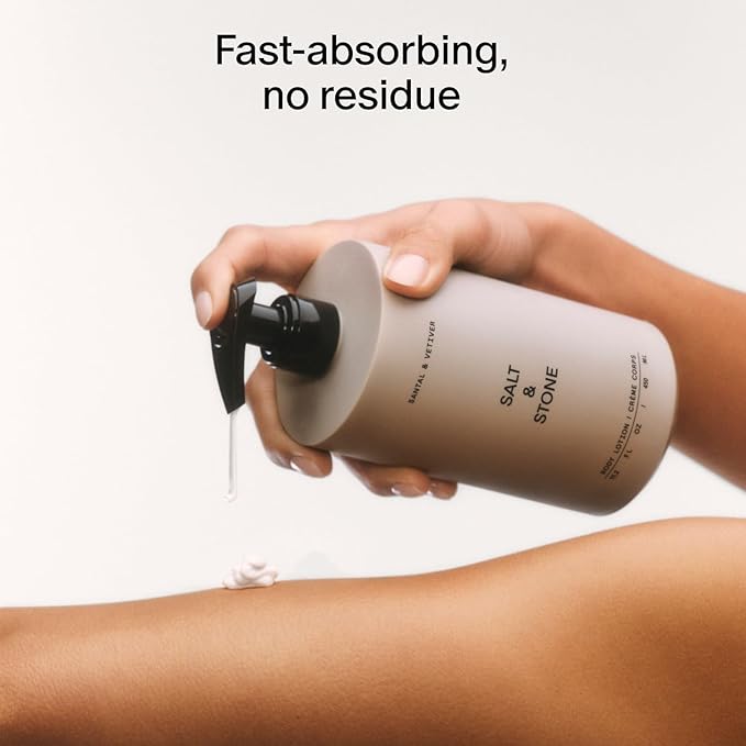 Salt & Stone Body Lotion for Women & Men | Hydrates, Nourishes & Softens Skin | Restores Dry Skin | Fast-Absorbing | Cruelty-Free & Vegan (Saffron & Cedar - 15.2 fl oz)
