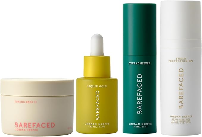 Barefaced Core Four (Retinoid Alternative) - Toning Pads II, Liquid Gold, Overachiever, Sheer SPF