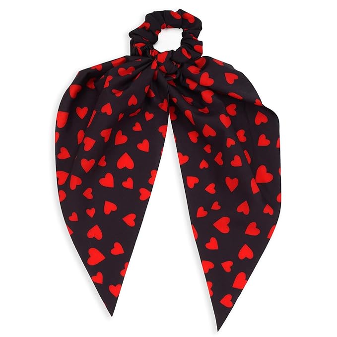 Valentines Hair Ties for Women Girls Red Heart Hair Scrunchies Elastic Hair Tie Ribbon Valentine's Day Hair Bows Hair Accessories Gifts