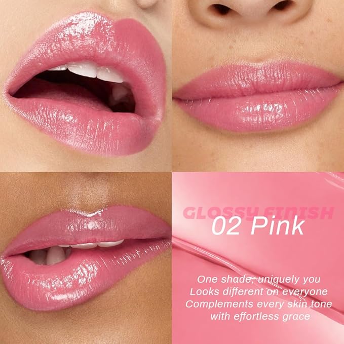Kaely Pink Honey Lipstick Tinted Lip Balm, Hydrating Shine Lipstick for Women Dry Lips, Moisturizing Nourishing Glossy Lip Gloss Stain Makeup, Sheer Lightweight, Vegan & Cruelty-Free, 02