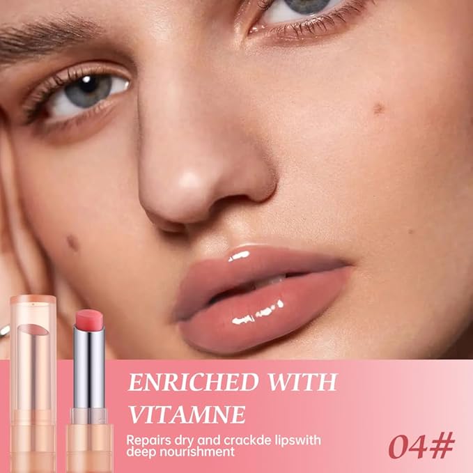 Color-Changing Lip Balm, Moisturizing Hydrating Tinted Lip Balm for Dry Lips, Long-Lasting Nourishing Lipstick, Glossy Lip Tint, Lip Care for Smooth, Soft Lips.4#
