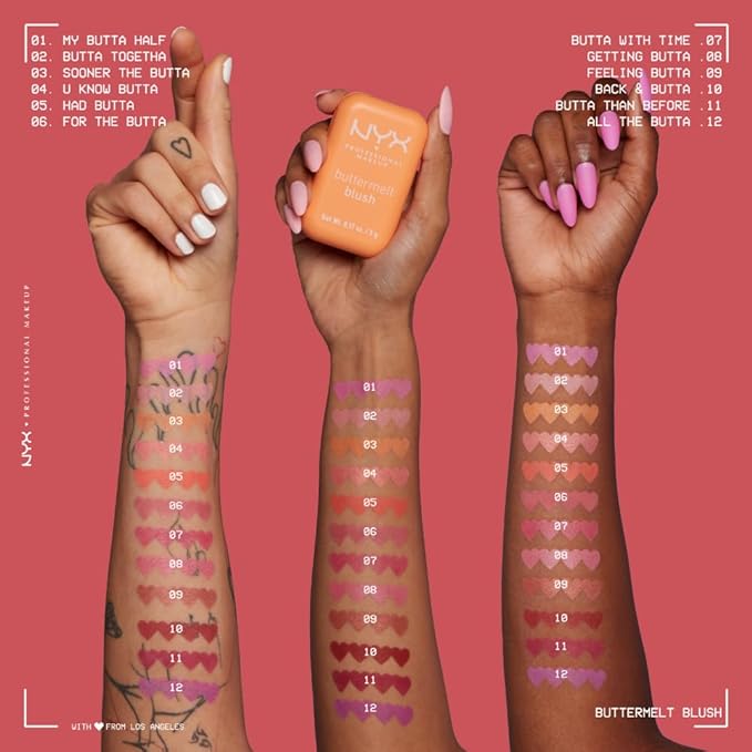 NYX PROFESSIONAL MAKEUP Buttermelt Powder Blush, Fade and Transfer-Resistant Blush, Up to 12HR Make Up Wear, Vegan Formula - For The Butta