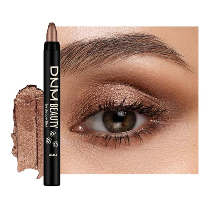 evpct Copper Brown Shimmer Cream Eye Shadow Sticks Brightener Pencils for Women, Bronze Brown Silky Eyeshadow Applicator Stick Pen Waterproof, Crease-Proof Stick Eyeshadow Shimmer Eye Makeup 73
