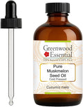 Greenwood Essential Pure Muskmelon Seed Oil (Cucumis melo) with Glass Dropper Cold Pressed 120ml (4 oz)