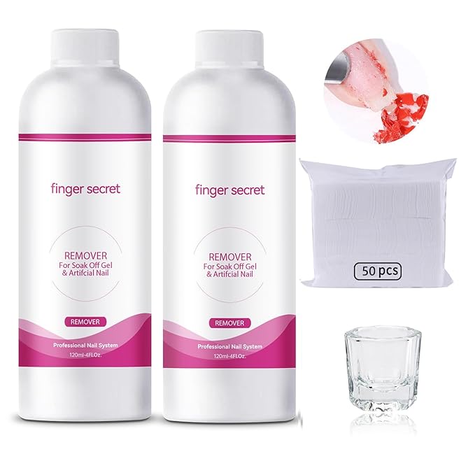 Nail Polish Remover 8Fl.Oz Nail Polish Remover Kit Polish Remover for Nails Glue Artificial Nails,Glitter Polish,Hard Builder gel,dip powder,poly gel,acrylic powder Remove