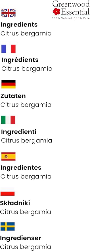 Greenwood Essential Pure Bergamot Essential Oil (Citrus bergamia) Steam Distilled 1250ml (42 oz)