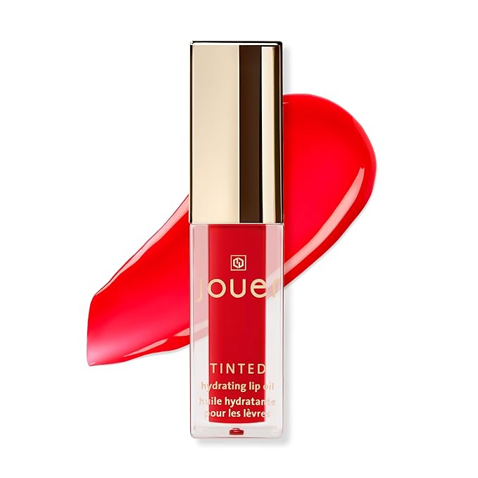 Jouer Essential Tinted Hydrating Lip Oil Gloss – Moisturizing Dry Lip Treatment Serum - Fragrance Free Tinted Lip Oil - Jojoba Seed Oil and Apricot Oil Formula