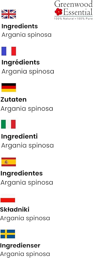 Greenwood Essential Pure Organic Argan (Moroccan) Oil (Argania spinosa) Cold Pressed (Pack of Two) 100ml X 2 (6.76 oz)