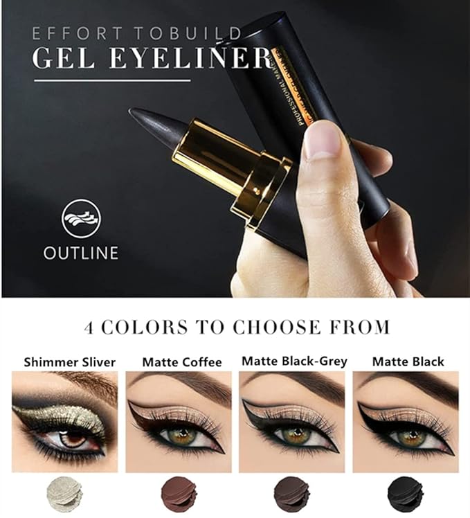 Go Ho Gel Eyeliner Stick,Soft Brown Eye Liner Cream Stick Crayon,Soft Smooth Long Wearing Eyeliner Pen,Eyeshadow Lips Makeup for Women(Brown)