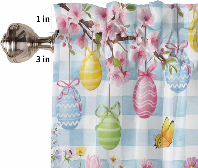 Happy Easter Kitchen Curtains 54 Inches length, Spring Watercolor Bunny Eggs - Image 6