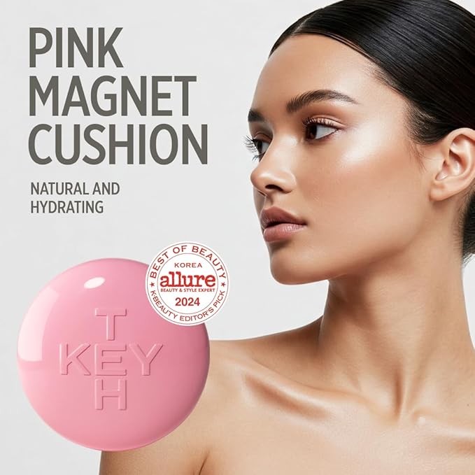 KEYTH PINK MAGNET CUSHION #03 PURE BEIGE (15G, 0.52 OZ.) / Magnetic Adherence, Dewy Radiance, 77% moisture essence, Glow Film Complex, Skin Film Polymer