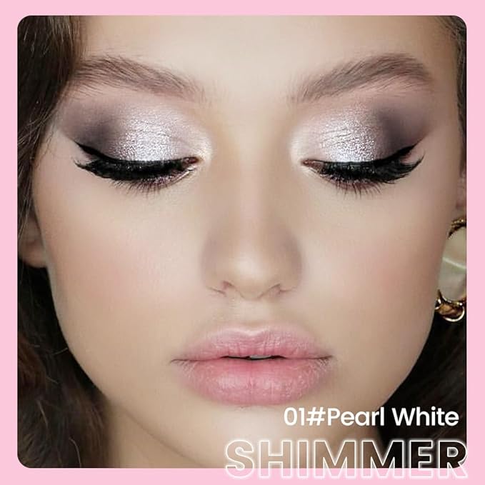 evpct 1Pcs Pearl White Shimmer Cream Eye Shadow Brightener Sticks for Eyes, Double Ended Cream Eyeshadow Stick Pencil Pen with Applicator, Eye Shadow Palette Highlighter Makeup Waterproof Pigmented 01