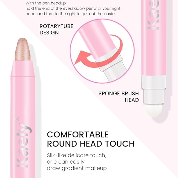 evpct 1Pcs Champagne Shimmer Cream Eye Shadow Brightener Sticks for Eyes Waterproof Pigmented, Double Ended Cream Eyeshadow Stick Pencil Pen with Applicator, Eye Shadow Palette Highlighter Makeup 17