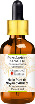 Greenwood Essential Pure Apricot Kernel Oil (Prunus armeniaca) with Glass Dropper Cold Pressed 50ml (1.69 oz)