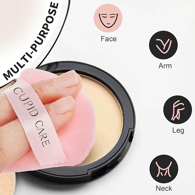 6 Pcs Triangle Powder Puff with 2 Travel Cases, Setting Powder Puffs for Face Powder and Foundation, Velour Makeup Puff for Loose Powder Body Powder, Skin-Friendly, Beauty Makeup Tools