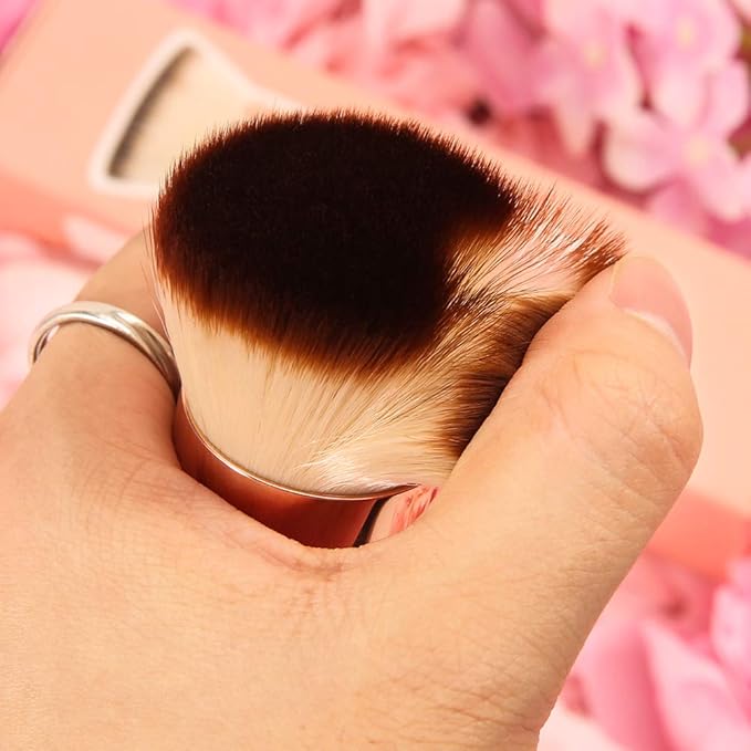 DUcare Flat Top Kabuki Foundation Brush - Premium Makeup Brush for Liquid, Cream, and Powder - Buffing, Blending, and Face,Pink