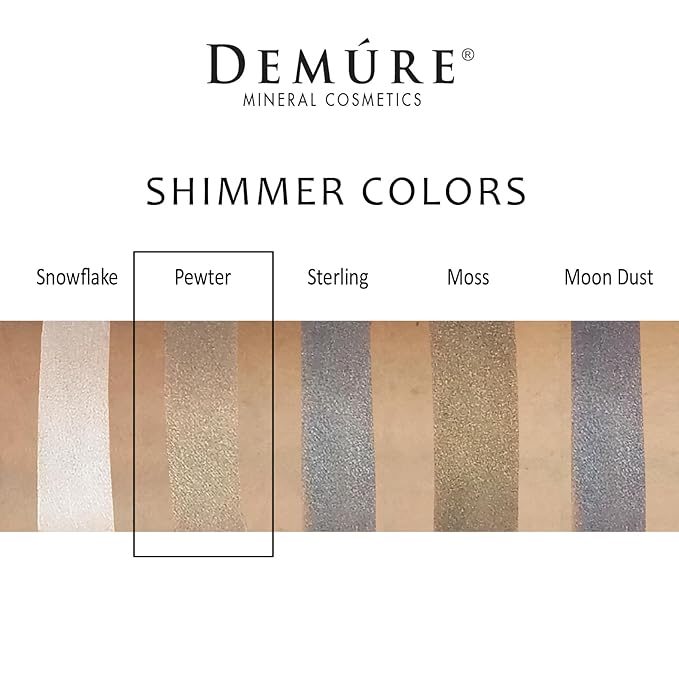 Demure Mineral Eye Shadow (Pewter) - Shimmer Loose Powder, Glitter Eyeshadow, Organic Natural Makeup, Professional Eye Makeup