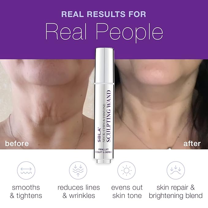 SBLA Beauty - Neck, Chin & Jawline Sculpting Wand - Pack of 2 * 0.7 Fl Oz / 20mL - Lifts & Firms the Neck, Chin, Jawline & Decollete - Reduces Lines & Wrinkles - Smooths, Tightens Sagging Skin