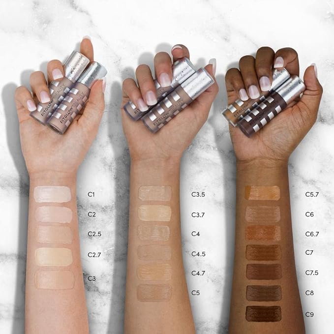 Fitglow Beauty Conceal+ | Vegan Full Coverage Concealer Skincare with Vitamin K + Green Tea | Corrects Dark Circles, Blemishes & Redness | Non-Creasing, Natural Finish | C7-6g