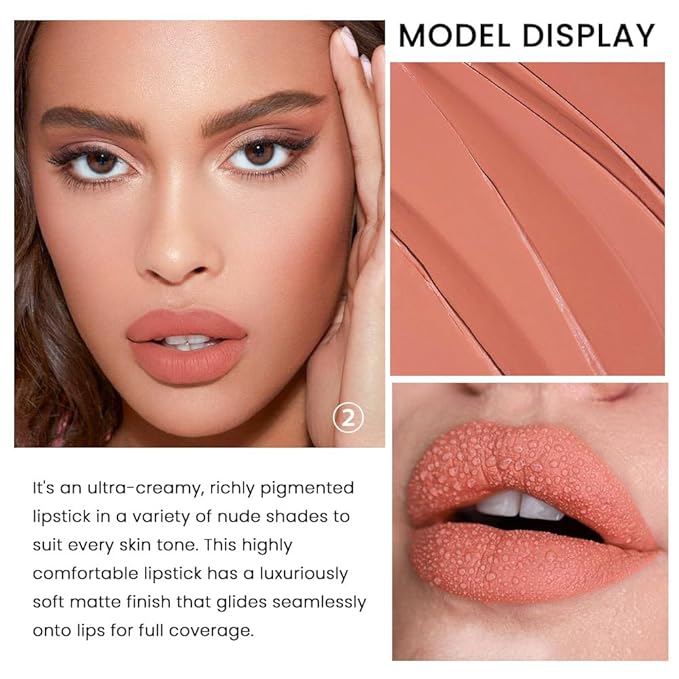 3 Pcs Matte Velvet Lipstick for Women Set,Nude Long Lasting Matte Lip Stick 24H Waterproof for Girls Natural Lip Makeup,Matte Non-Stick Lipstick Makeup for Women,labiales magicos 24 horas originales