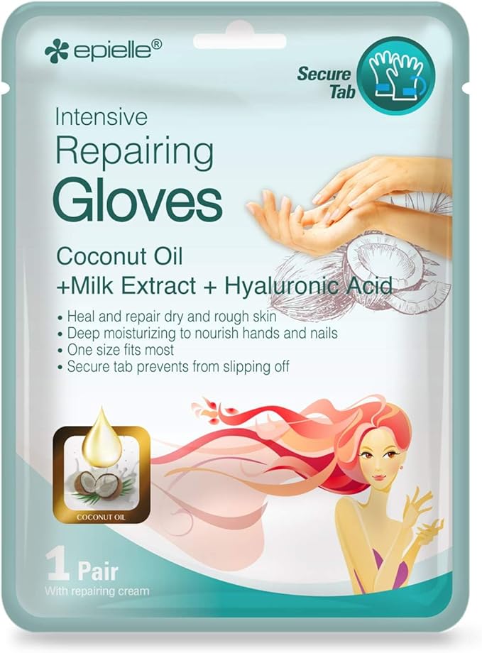Epielle Intensive Repairing Hand Mask 6 Pairs, Deep Moisturizing Gloves for Dry, Cracked Hands, Self Care Gifts for Women, Spa Kit, Stocking Stuffers, Thanksgiving Essentials