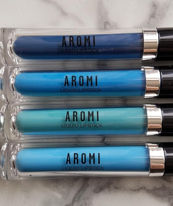 Aromi Dark Blue Matte Liquid Lipstick | Navy Lip Color, Vegan & Cruelty-free, Long-Lasting, Waterproof, Smudge Proof, Handmade (Blueberry Pie)