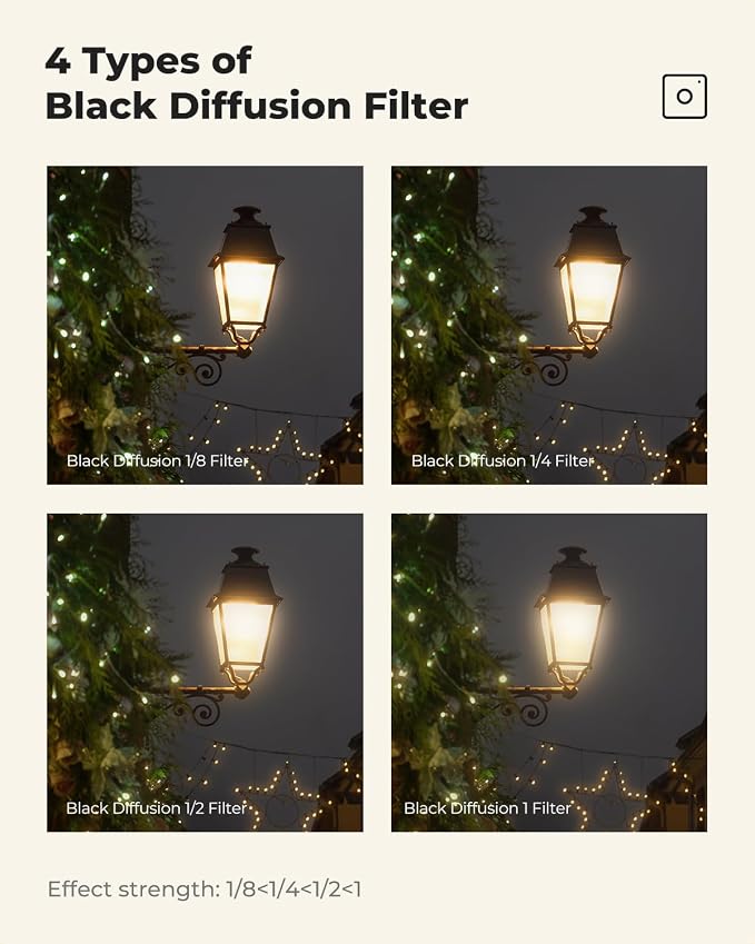 K&F CONCEPT 49mm Black Diffusion 1/2 Filter Mist Cinematic Effect Filter - Image 6