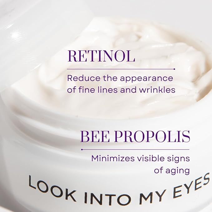 Hey Honey Look Into My Eyes Retinol, Peptide & Propolis Eye Mask for Wrinkle Reduction, Fine Line Smoothing Hydration Overnight Firming Under-Eye Treatment for Brighter, Youthful-Looking Eyes | 1 Oz