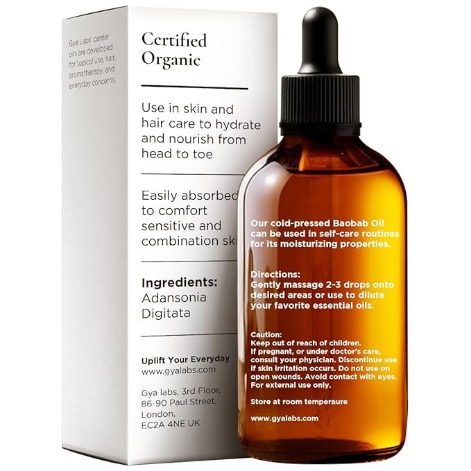 Gya Labs Baobab Carrier Oil - 1.7 Fl Oz - for Hair, Skin, Face, Scalp & Body Massage