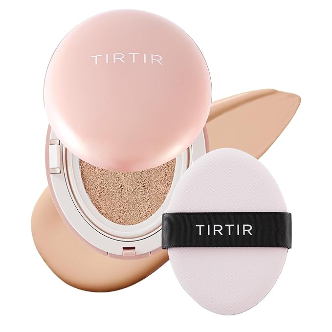 TIRTIR Mask Fit All Cover Pink Cushion Foundation | High coverage, Velvety Matte Finish, Lightweight, Flawless, Corrects Redness, Korean Cushion (#21C Cool Ivory, Full Size, 0.63 Fl Oz)