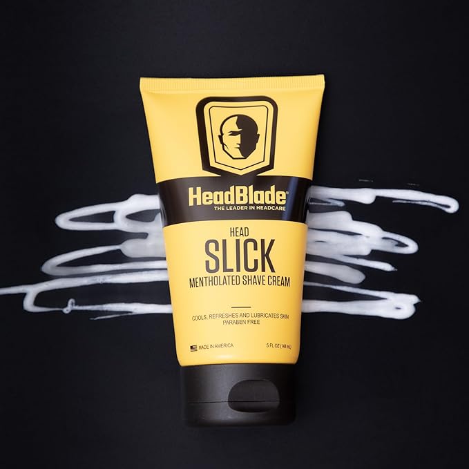 HeadBlade HeadSlick Shave Cream 5 oz for Smooth Head shaving for Bald Men, Helps with Irritation, Redness, & Razor Burn