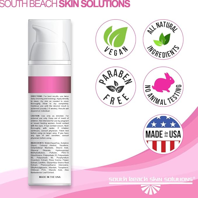 South Beach Salon Strength Anti-Aging Wrinkle Cream – Neck Firming & Skin Tightening Formula with Hydrating Care for Fine Lines, Sun-Exposed Areas & Mature Skin, 50ml