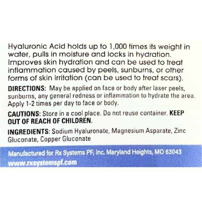 PF Hydrating HA Serum 30 mL with Magnesium Copper and Zinc to Hydrate and Moisturizer the face. Dermatologist Grade Hyaluronic Acid for maximum hydration.