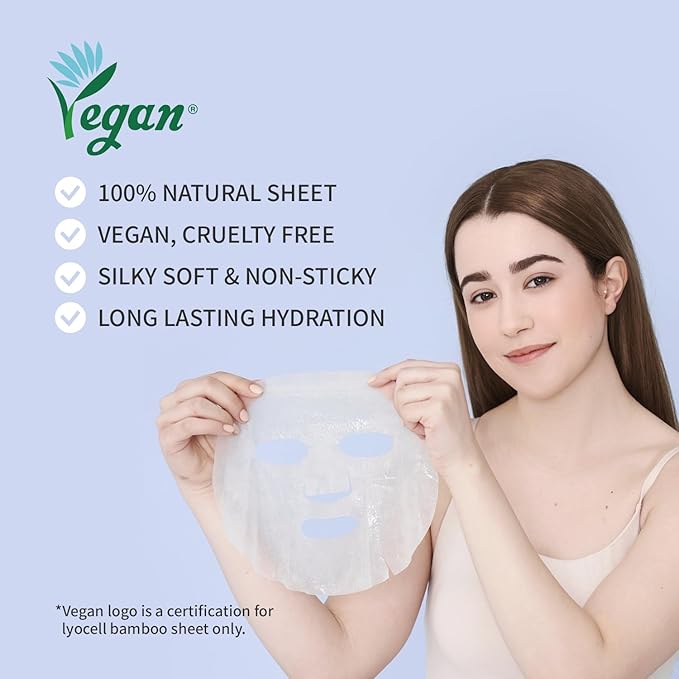 50Combo Korean Face Sheet Mask Gift Pack, Hydrating, Calming, Brightening, Smooting, Rejuvenating, EVE Vegan, Cica, Hyaluron, Retinol, Ceramide, Collagen