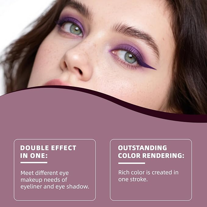 Mitlume Perfect Color Duo-Shadow Liner 2-in-1 Eyeliner & Eyeshadow,Chiura Plum Eyeshadow Stick,Waterproof Smudge-Proof Long-Lasting Makeup, Effortless Smoky or Natural Eye Makeup,Easy to Color(01+03)