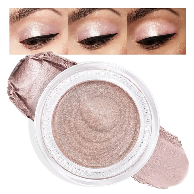 Cream Glitter Light Champagne Shimmer Metallic Eyeshadow Palette Makeup For Mature Women, Mini Instant Holographic Eyeshadow, Sombras Crema Para Ojos, Talc, Paraben & Cruelty Free, 730