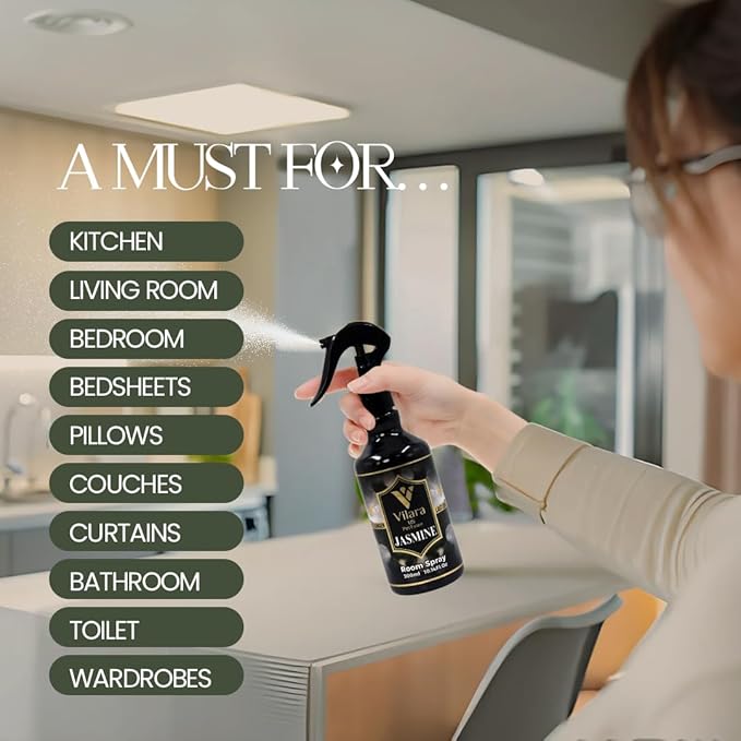 Room Spray Freshener - Long-Lasting Luxury Scents - Room and Linen Spray for Bedding, Sheets, Fabric, Furniture for Aromatherapy - 10.14 fl oz (Jasmine)