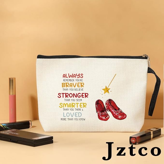 Inspirational Gifts for Women Girls Her Wi-zard of OZ Gifts Dorothy Ruby Red Makeup Bag Encouragement Birthday Gifts for Women Her Girls Friend Sister You Are Braver Stronger Smarter Than You Think