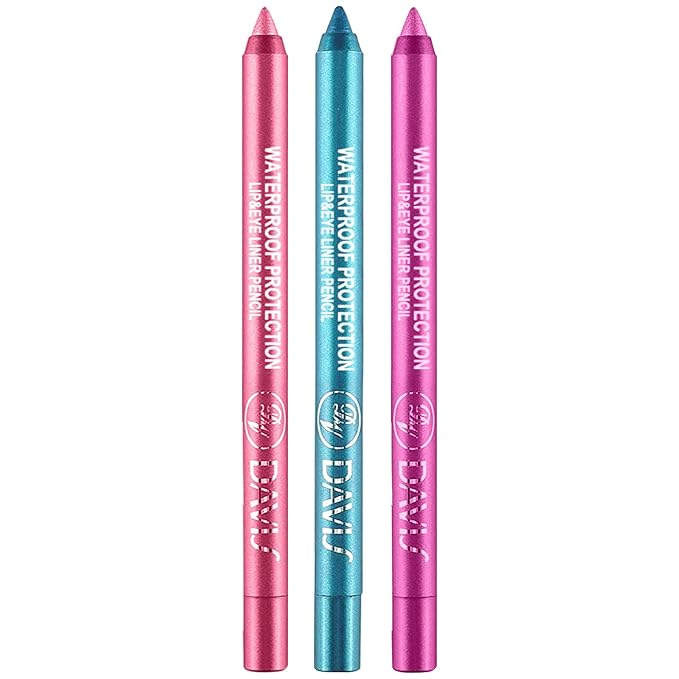 3 Colorful Eyeliner Pen Set, Eye Shadow Pencil, Pearl Eyeliner Kit Metallic Glitter Colored Eye liner for Women Eye&Lip Liner Professional Waterproof Eye Makeup (3PCS B)