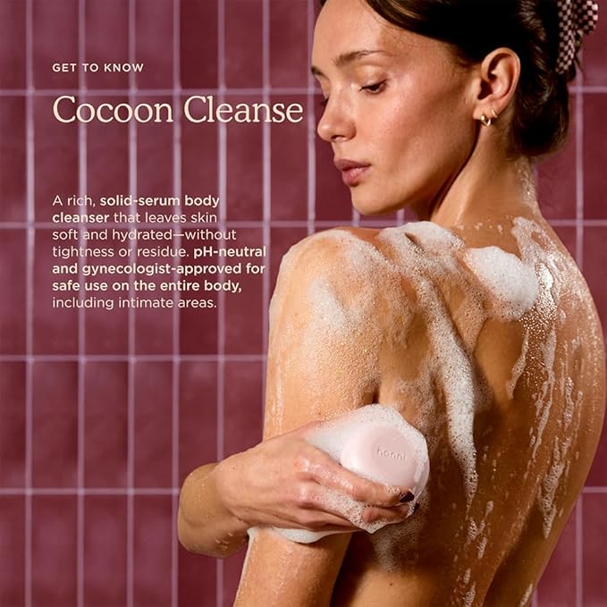 HANNI Cocoon Cleanse Serum with Shea Butter, Soap-Free Body Wash and Shaving Cream Replacement, Hydrating Cleanser with Eucalyptus, 3.7 oz